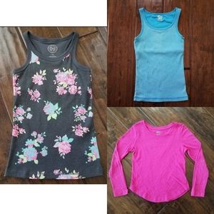 SO Girls Long Sleeve Top & Racerback Tanktops w/Bras 3-Piece Bundle Size 7/8